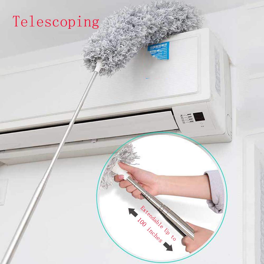 Microfiber Dusters for Cleaning, Telescoping Feather Duster with 100 inches Extendable Handle Pole, Dusting Cleaning Tools for Cleaning High Ceiling, Ceiling Fan, Blinds, Cobwebs, Furniture, Cars Microfiber Dusters for Cleaning, Telescoping Feather Duster with 100 inches Extendable Handle Pole, Dusting Cleaning Tools for Cleaning High Ceiling, Ceiling Fan, Blinds, Cobwebs, Furniture, Cars